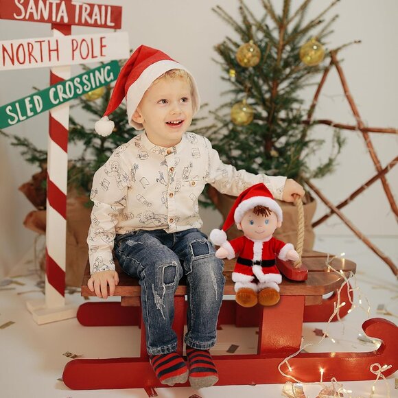 June Garden 14 Inch Soft Dolly Santa Baby Boy Doll Christmas Special Edition - Picture 3 of 5